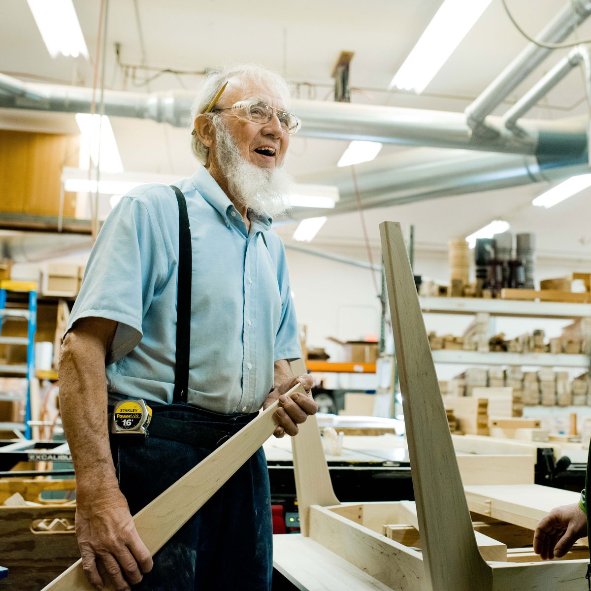 Amish craftsman working at Canal Dover Furniture