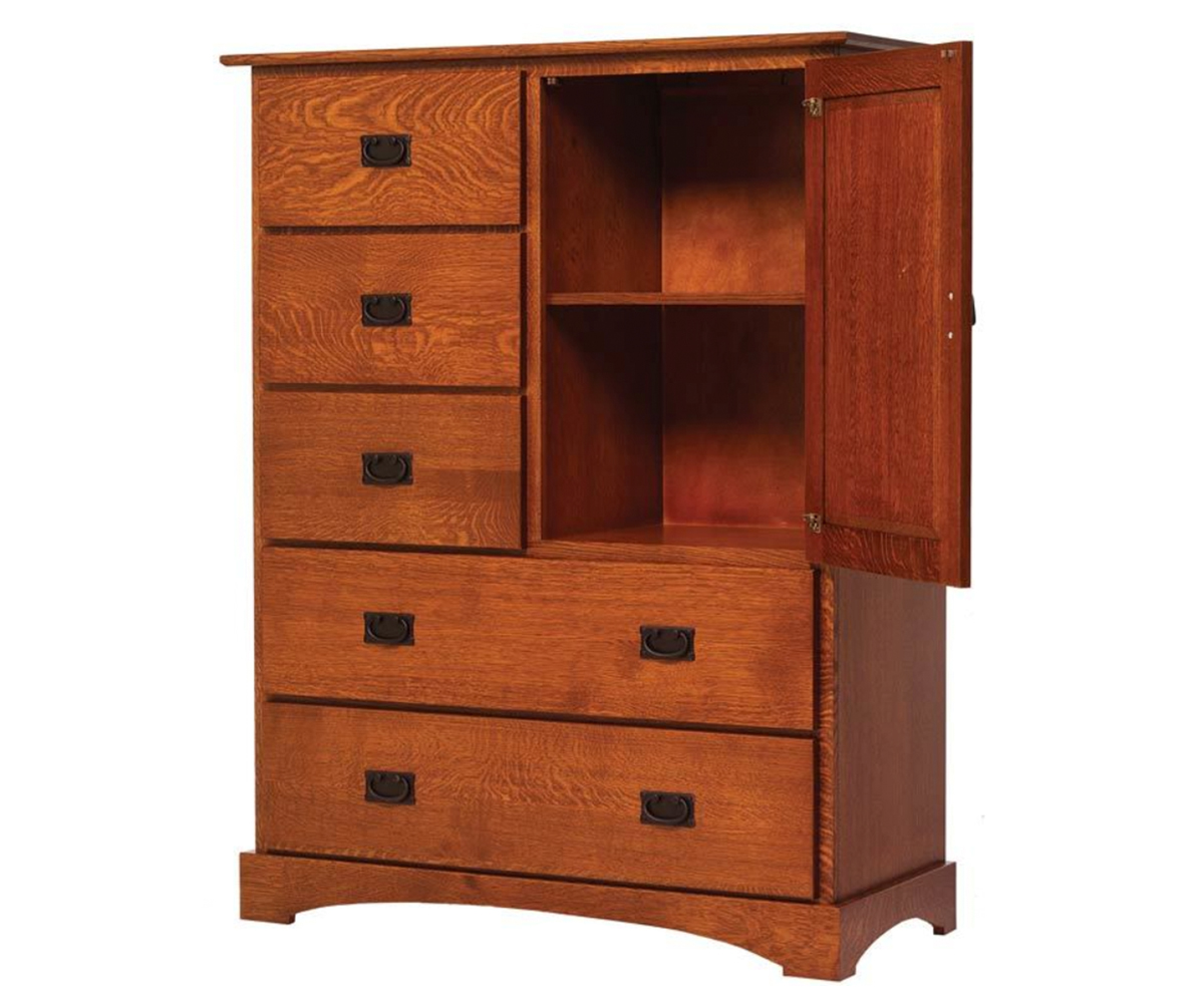 Old English Mission Chest of Drawers With Door - Image 2