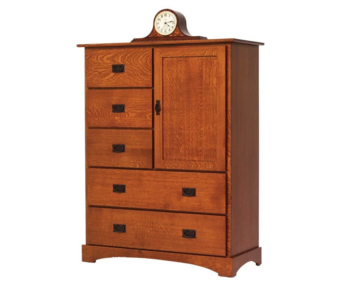 Old English Mission Chest of Drawers With Door